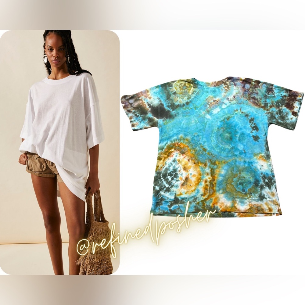 Free People Beach Essential Extreme Tee Mini size Medium NEW White Tie Dye
